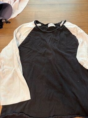 Denim Forum Black and White Raglan Long Sleeve Top